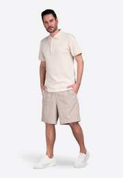 Beige linen tailored shorts for men by East Vibe