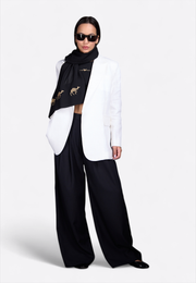 Front view of SET 2 in 1: Cotton Top :: Silk Pants – East Vibe, worn by a model.

