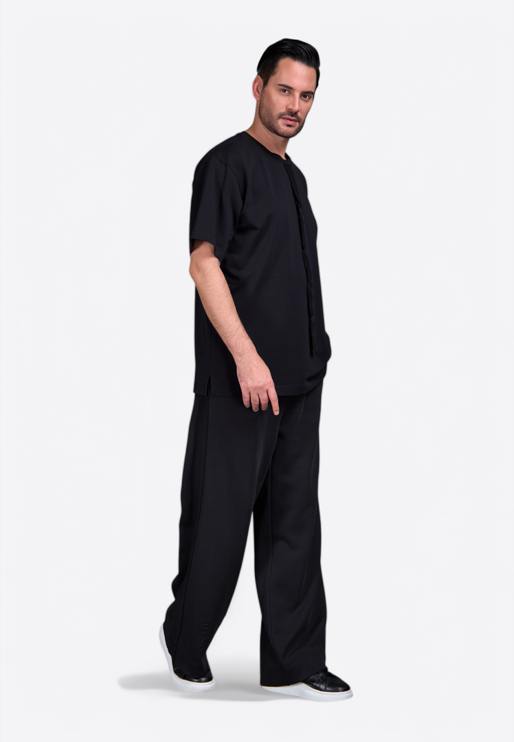 EMIRATES LIMITED Black T-Shirt with Tassel
