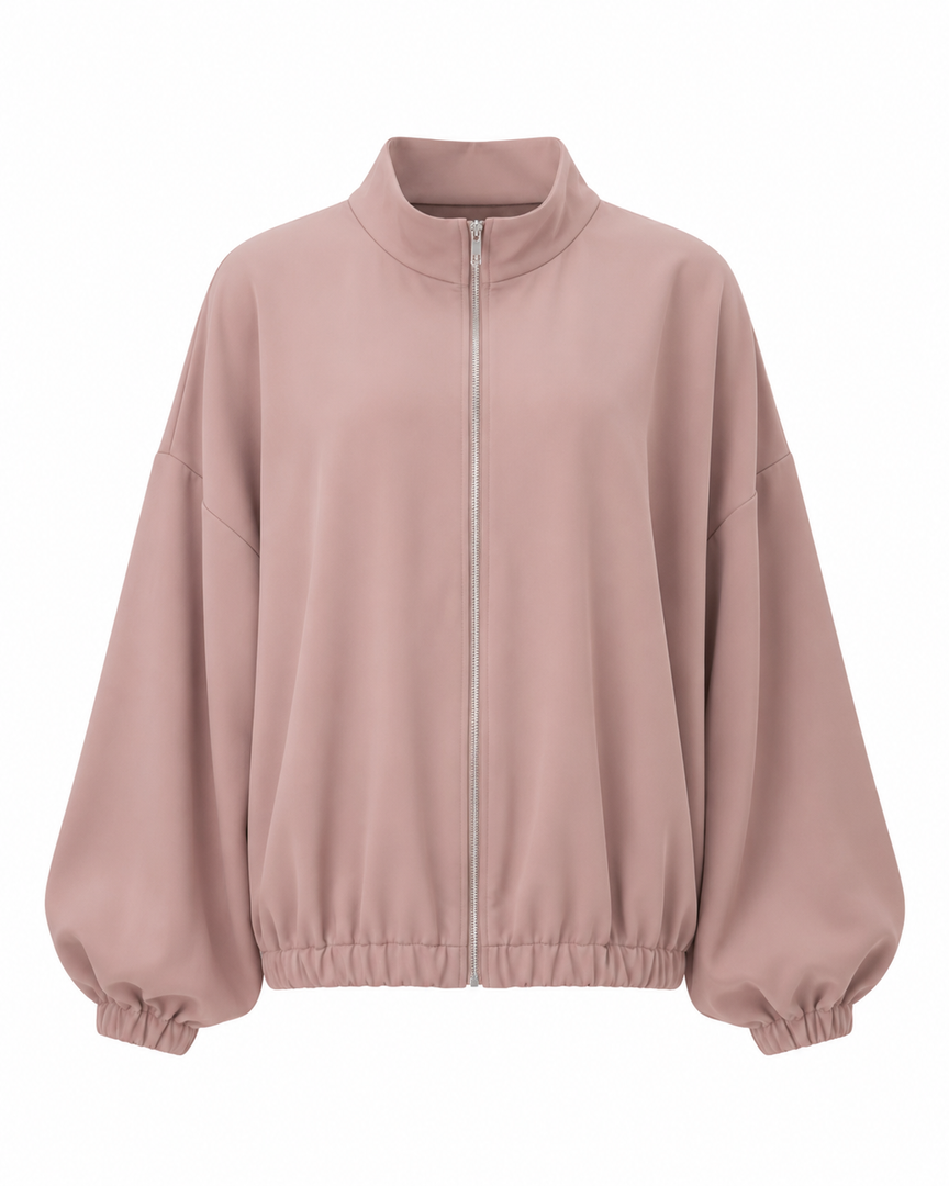 Pink jacket with balloon sleeves on a white background