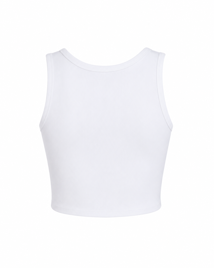 White crop top on a white background