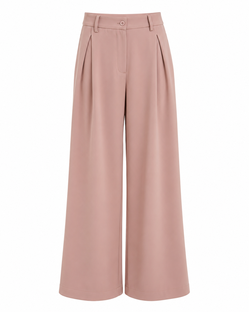 Pink wide-leg pants on a white background