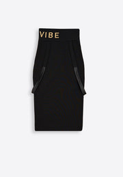 EV monogram pencil skirt with strap on plain background – East Vibe
