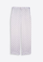 EMIRATES LIMITED Printed White Pants on plain background, East Vibe
