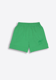 High waist green shorts on plain background – East Vibe
