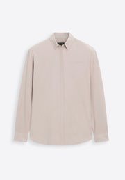 Beige linen men's shirt with tailored fit by East Vibe