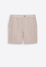 Premium beige linen shorts with tailored fit by East Vibe