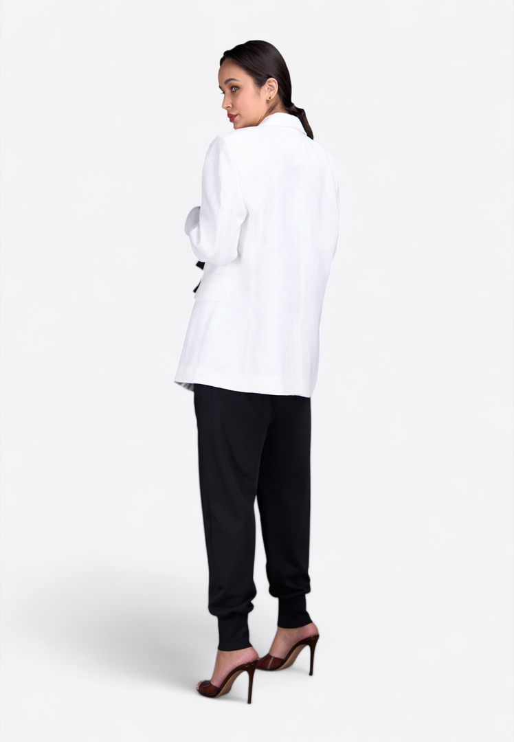 White blazer with tassel detailing, back view – East Vibe
