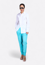 White cotton formal shirt, front side view – East Vibe
