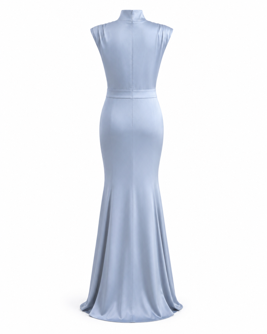 Light blue evening gown on a white background