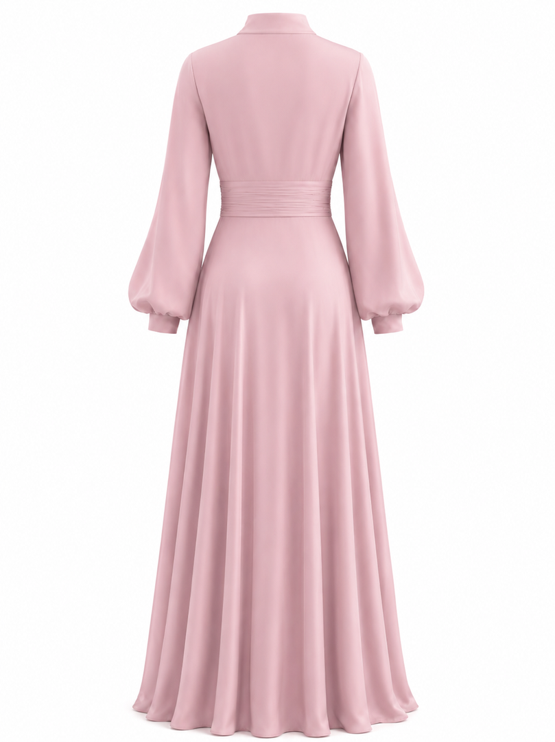 Pink long-sleeve dress on a white background