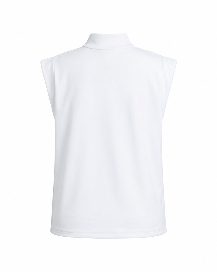 White sleeveless top on a white background