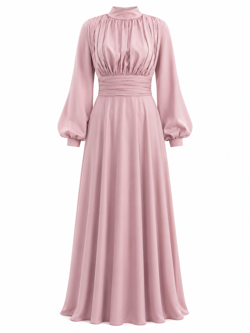 Pink long-sleeve dress on a white background