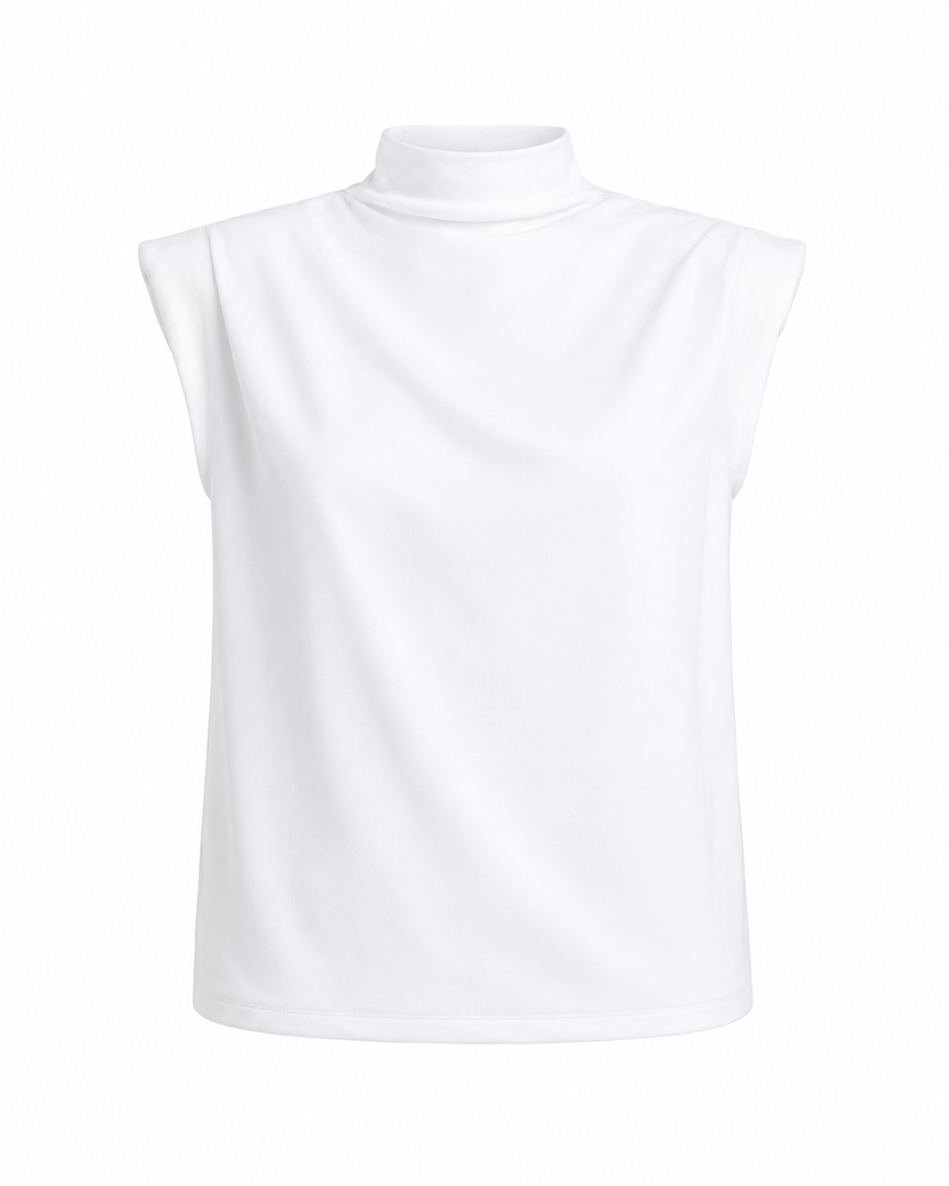 White sleeveless top on a white background