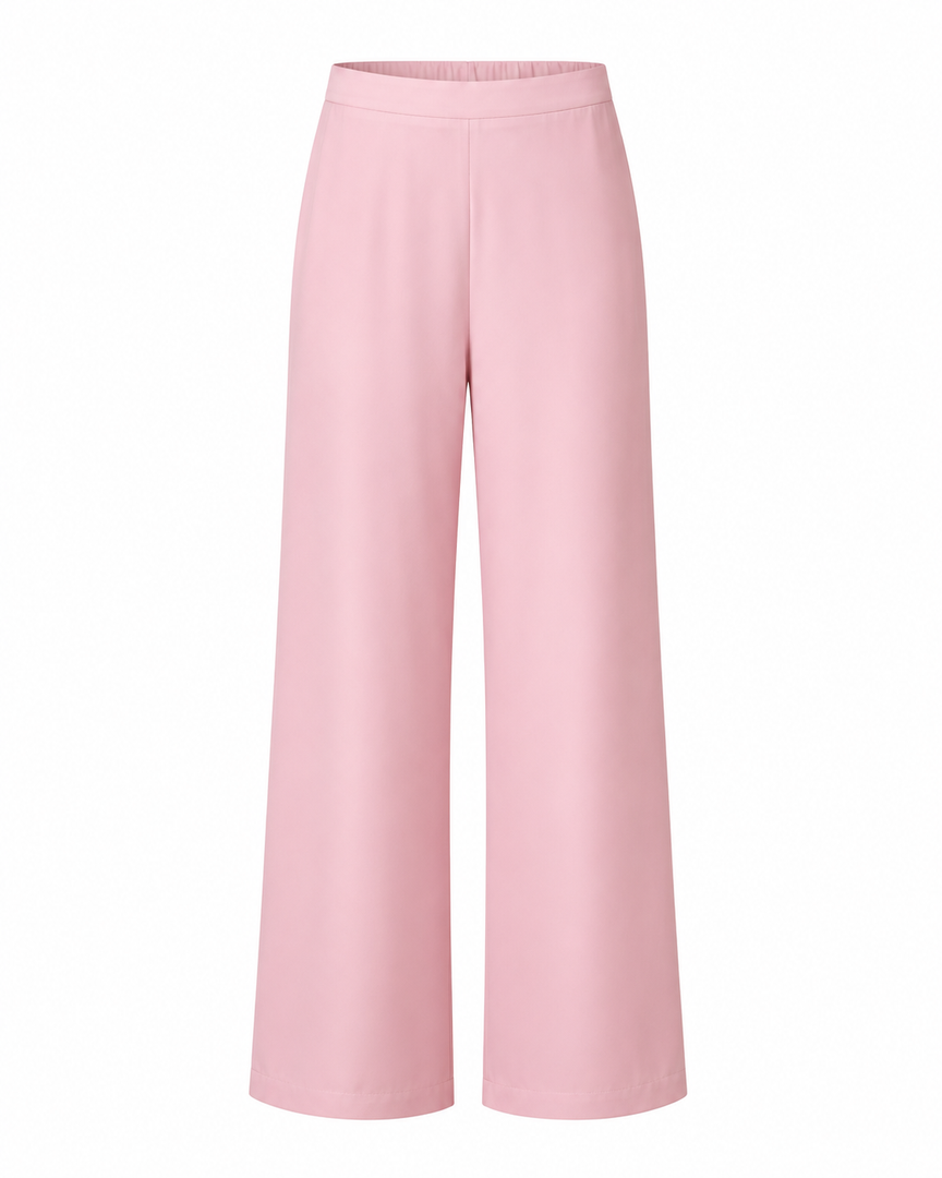 Pink wide-leg pants on a white background